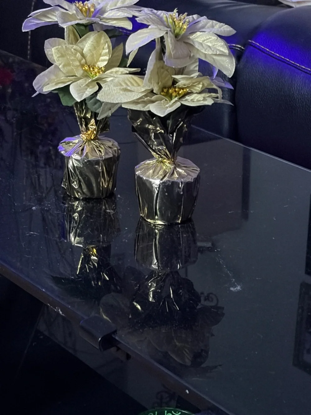 White Poinsettia Artificial Floral Accent - Unbranded